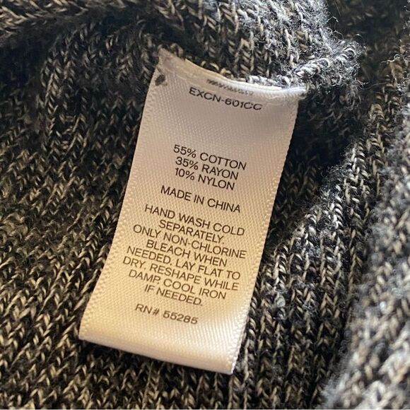 Express Circle Tunic Sweater Heathered Black White Slouchy Small Oversized - Picture 7 of 7